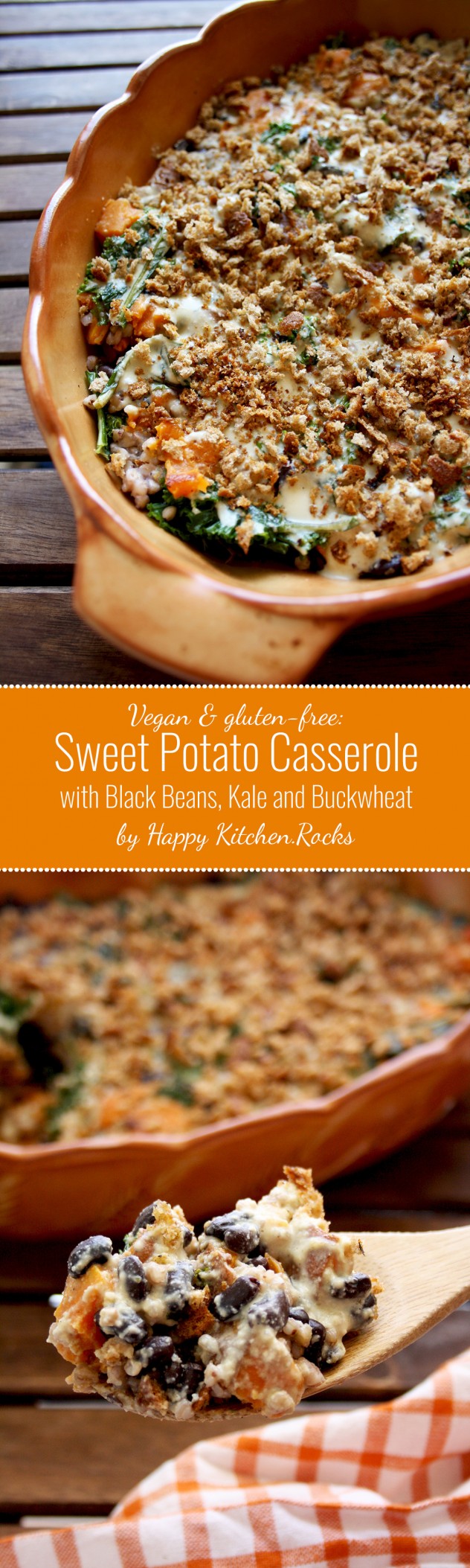 Sweet Potato Casserole with Black Beans, Kale and Buckwheat • Happy Kitchen.Rocks