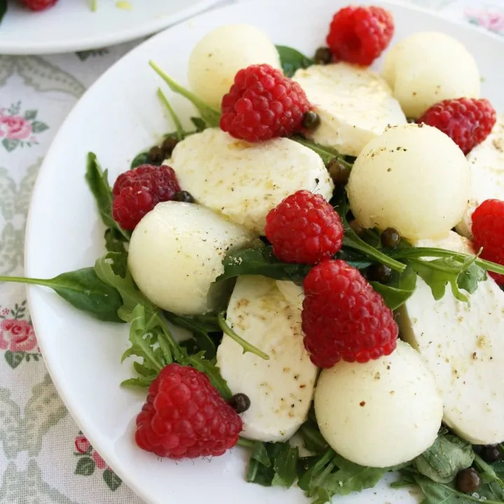 Mozzarella Melon Salad with Raspberries