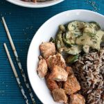 Salmon Fried in Sesame Seeds with Wild Rice and Creamy Zucchini: Easy to make and well-balanced 25 minutes Asian-style dinner. Low-carb, gluten-free, light