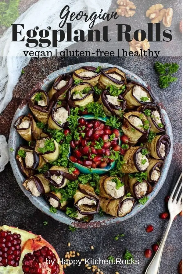 Eggplant Rolls with Walnuts collage with text overlay
