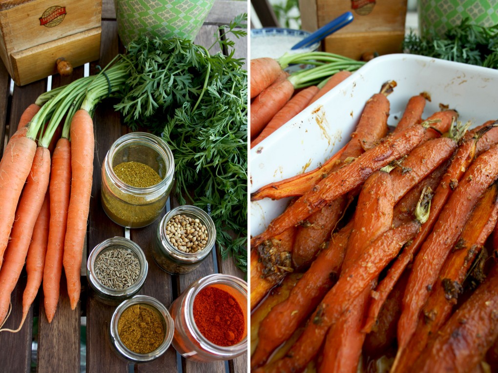 Roasted Carrots with Indian Spices and Cashew Feta Dip • Happy Kitchen