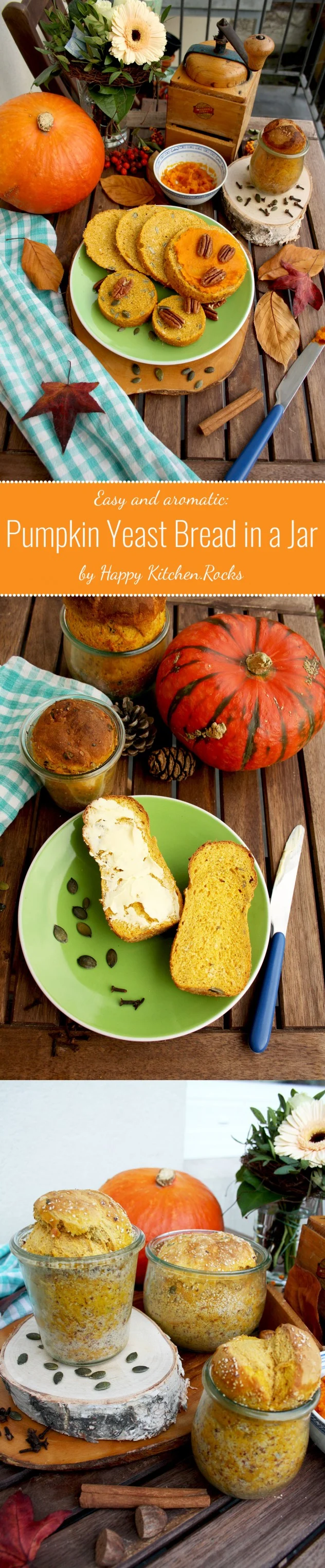 Pumpkin Yeast Bread in a Jar: easy and aromatic pumpkin bread that can be preserved for later. Great homemade gift idea for holidays for your loved ones! width=