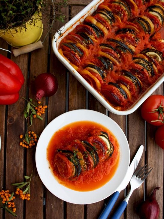Ratatouille: delicious and spectacular vegan gluten-free dish that will be a star of any table. Healthy, flavorful, impressive looking and comforting dish.