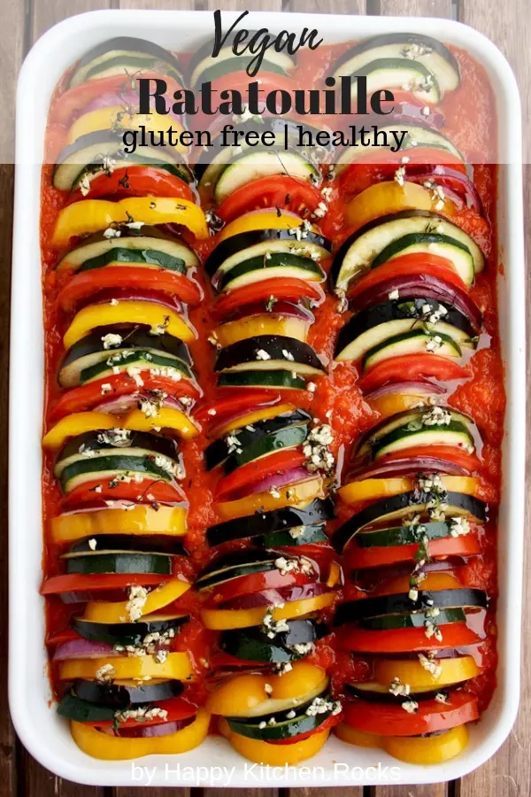 Ratatouille: delicious and spectacular vegan gluten-free dish that will be a star of any table. Healthy, flavorful, impressive looking and comforting dish. #glutenfree #veganrecipes #vegan #vegetables #ratatouille