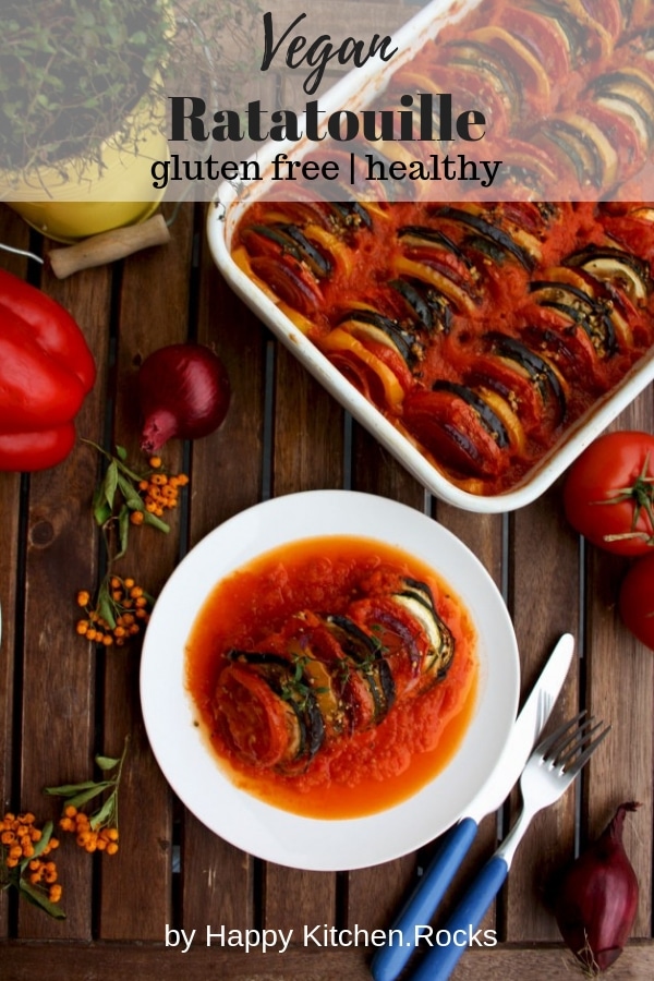 Ratatouille: delicious and spectacular vegan gluten-free dish that will be a star of any table. Healthy, flavorful, impressive looking and comforting dish. #glutenfree #veganrecipes #vegan #vegetables #ratatouille