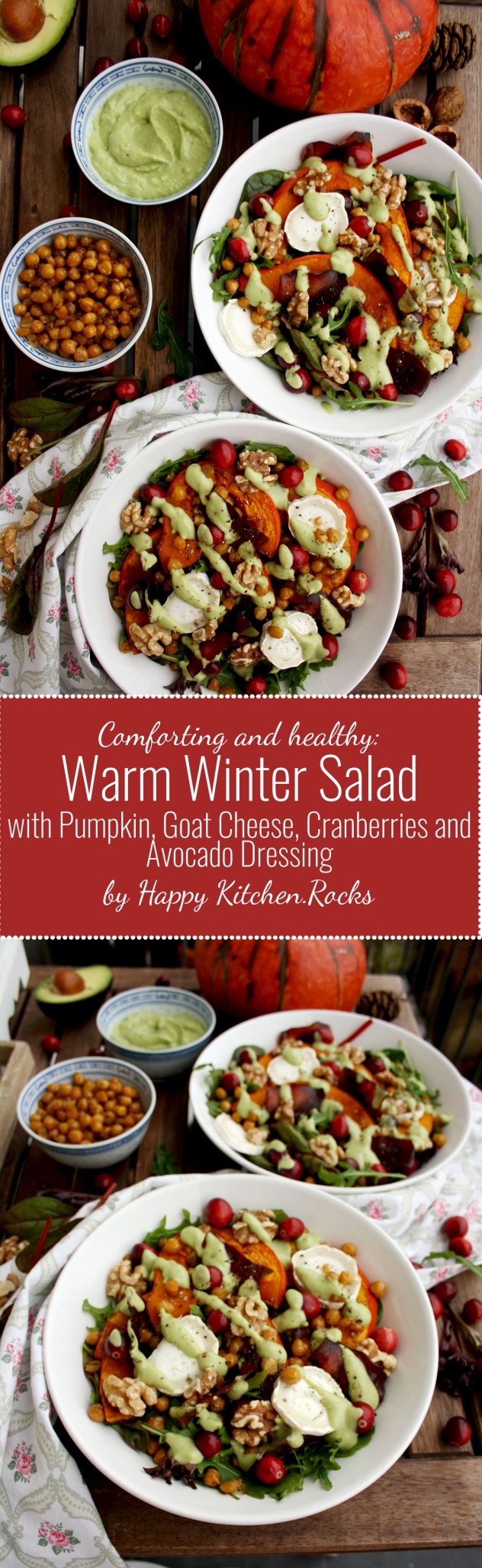 Winter Salad with Pumpkin, Goat Cheese and Avocado Dressing Pinterest