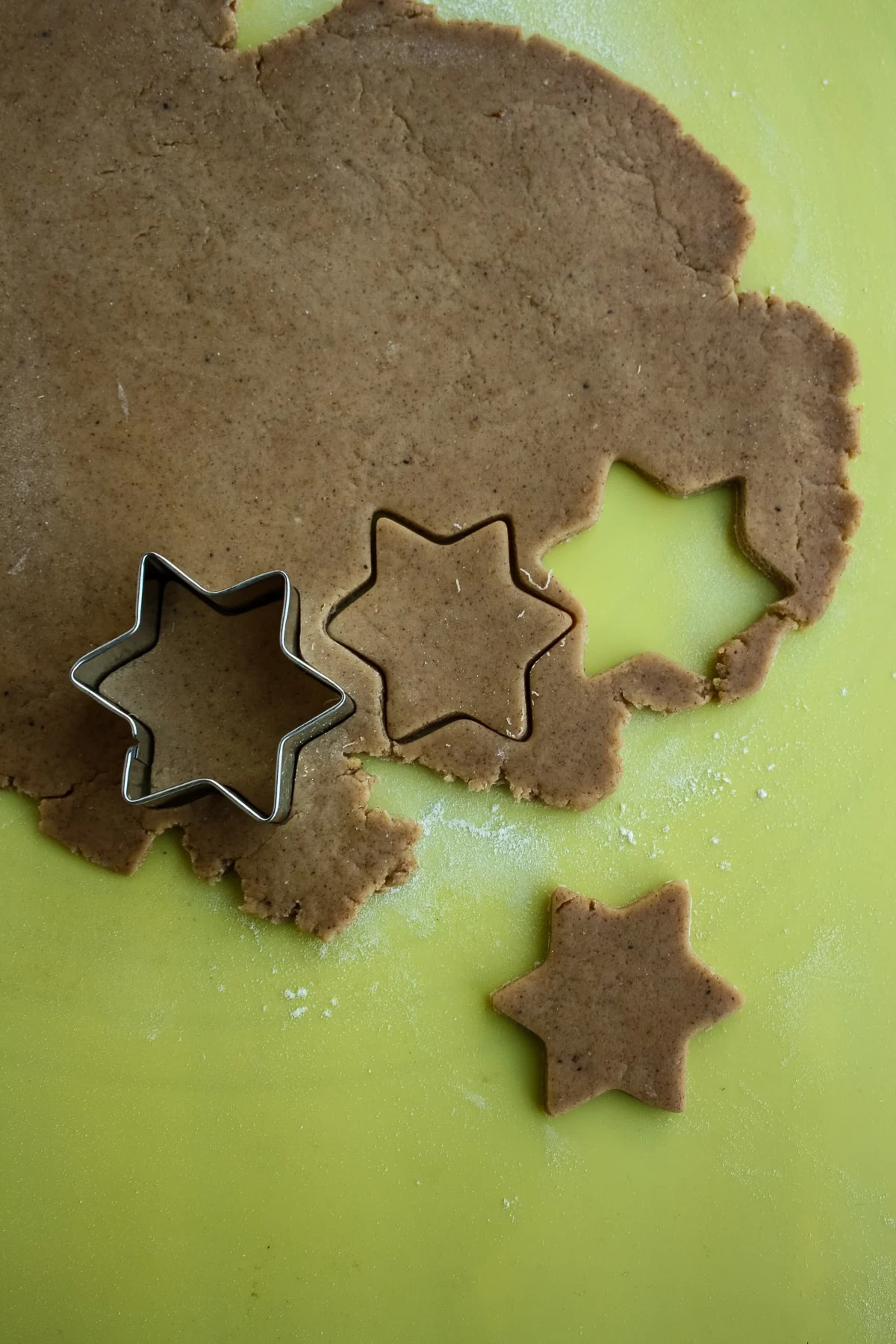 Cutting Stars from Rolled Cookie Dough.