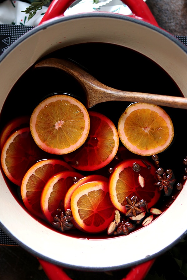 German Mulled Wine (Gluhwein) in a Pot Centered
