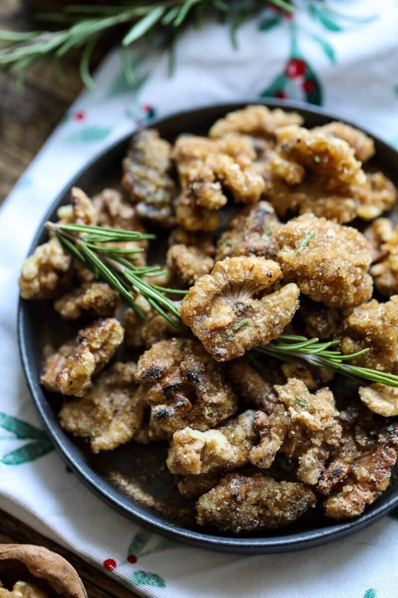 Salted Caramel Candied Walnuts with Rosemary • Happy Kitchen