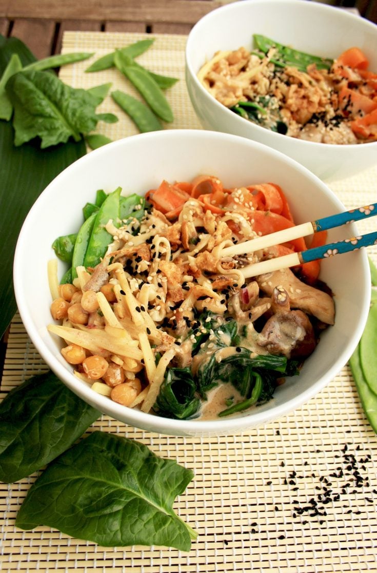 Asian Veggie Noodle Bowls • Happy Kitchen