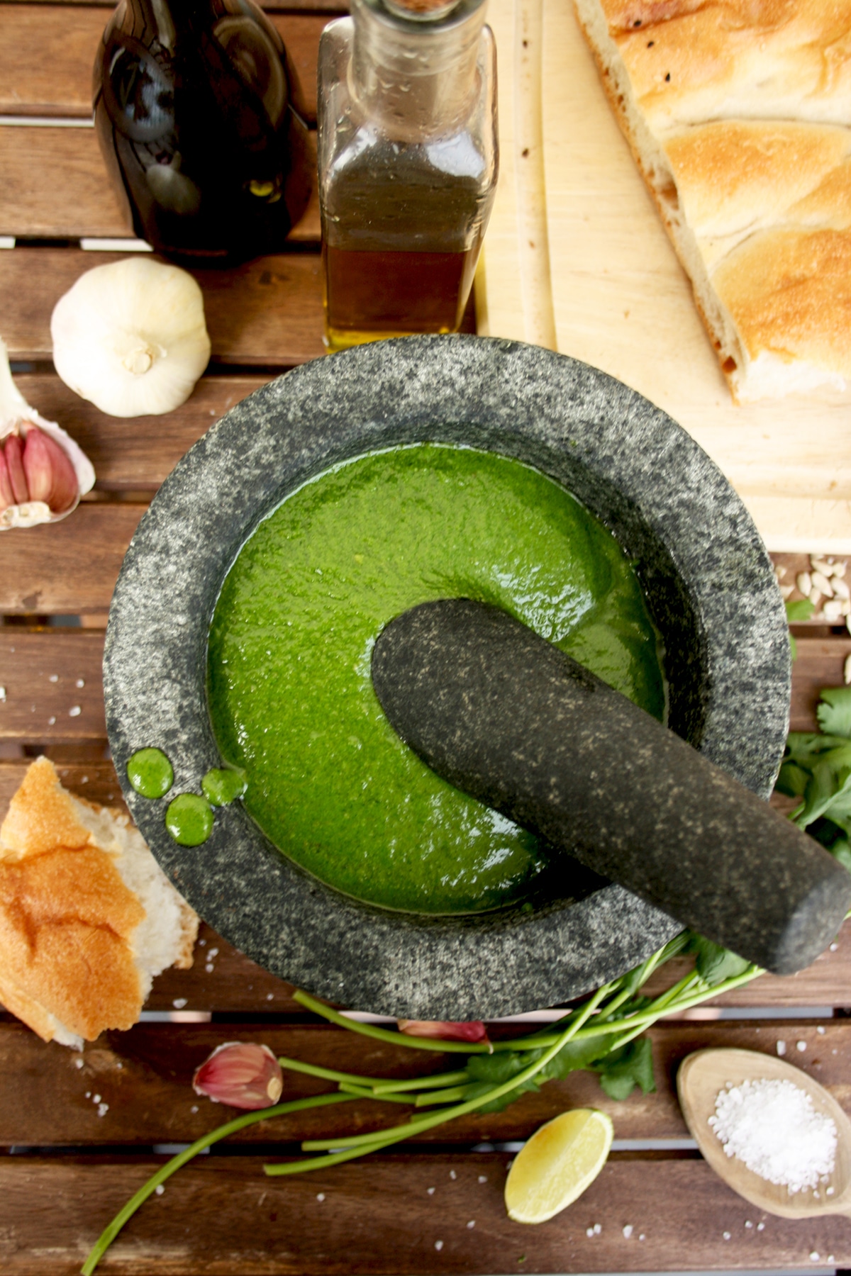 Mojo Verde: Canarian Green Sauce made of cilantro, garlic, olive oil and cumin is perfect for roasted vegetables and bread and just takes 5 minutes to make.