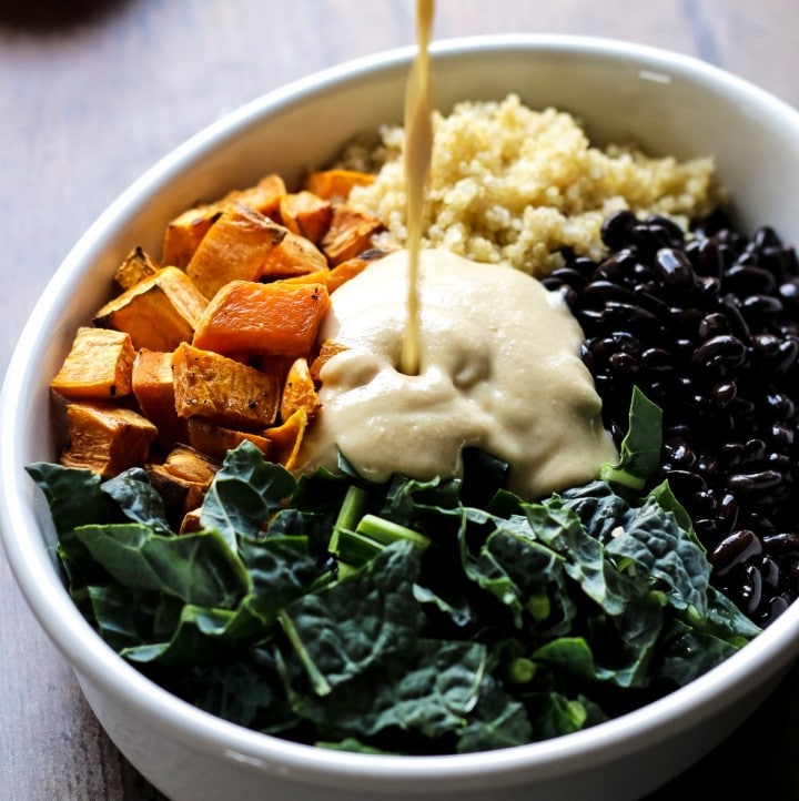 Sweet Potato Casserole with Black Beans, Kale and Quinoa • Happy Kitchen