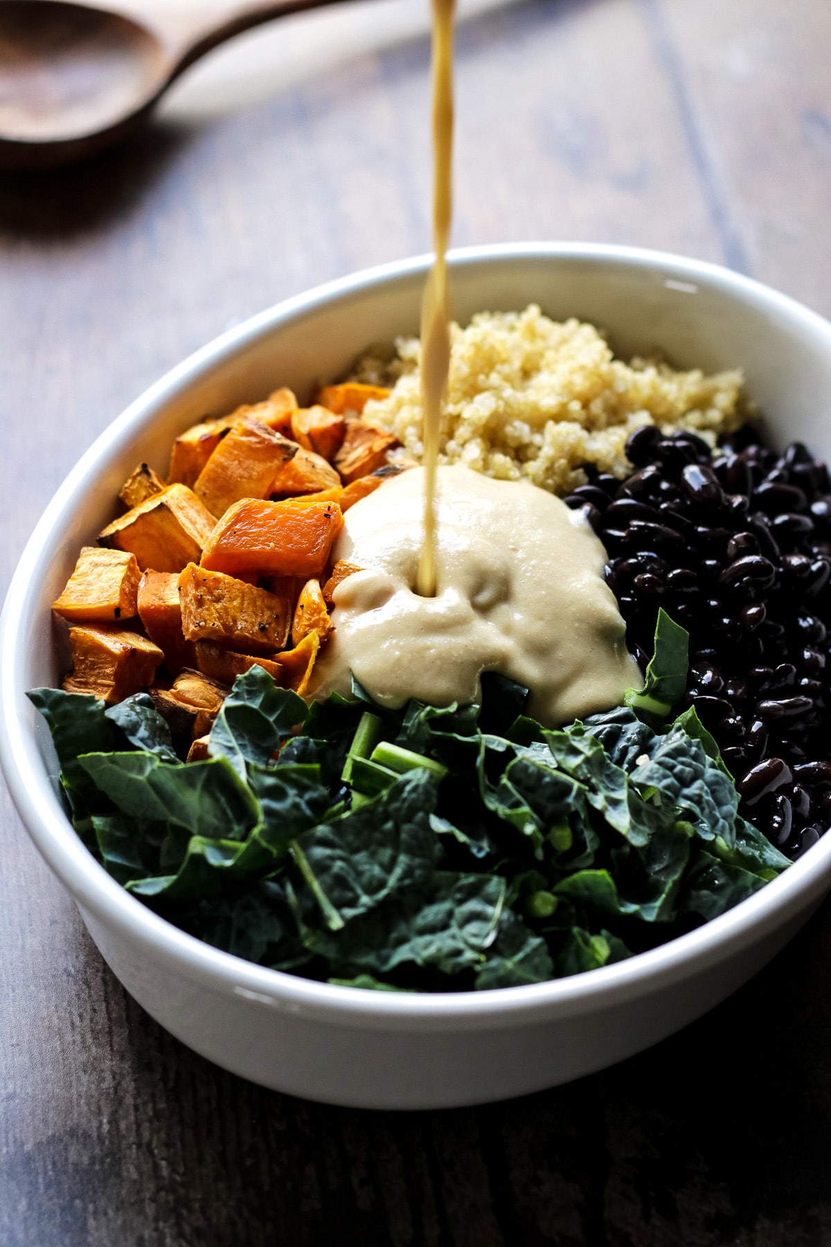 Sweet Potato Casserole with Black Beans, Kale and Quinoa | by Happy Kitchen