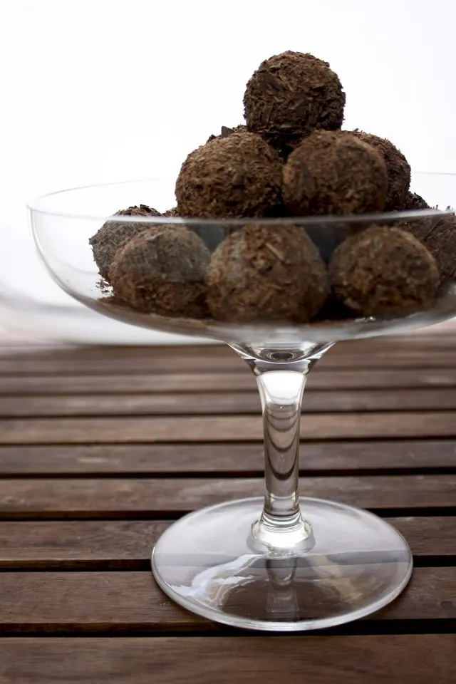 Three Chocolate Truffles Recipes Decorated with Lavender - Before Adding Lavender in a Glass