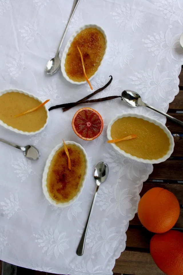 Blood Orange Crème Brûlée Composition on the Table