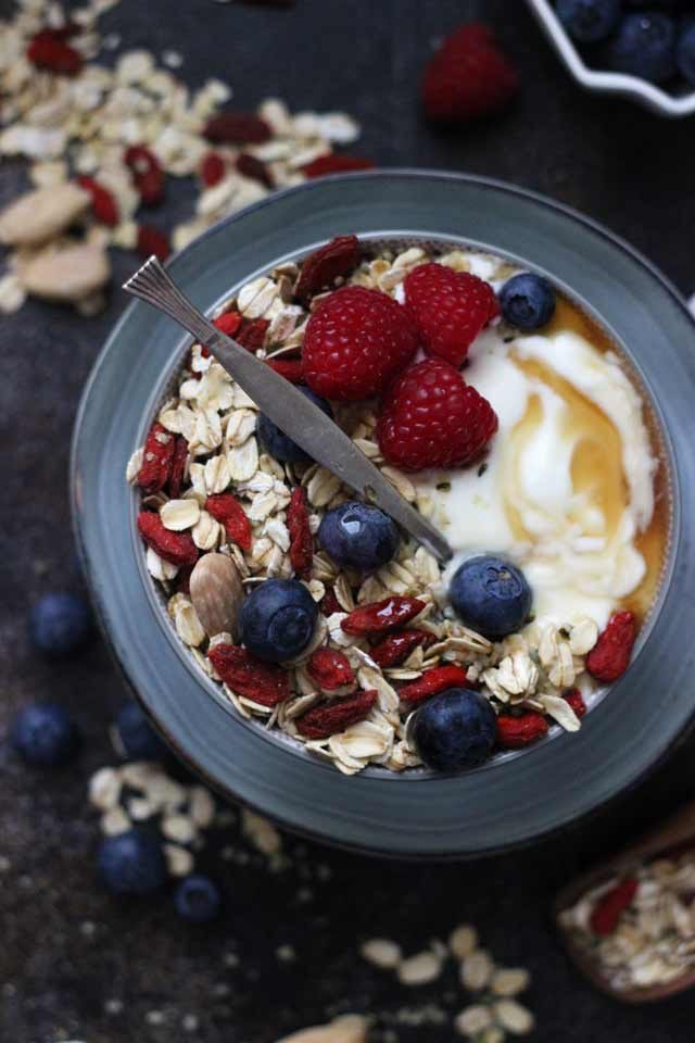 Muesli Recipe: A Healthy and Delicious Breakfast Idea - Muesli Breakfast Bowl Flatlay