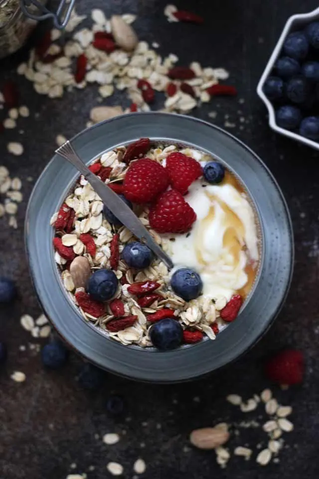 Muesli Recipe: A Healthy and Delicious Breakfast Idea - Muesli Breakfast Bowl Flatlay Center