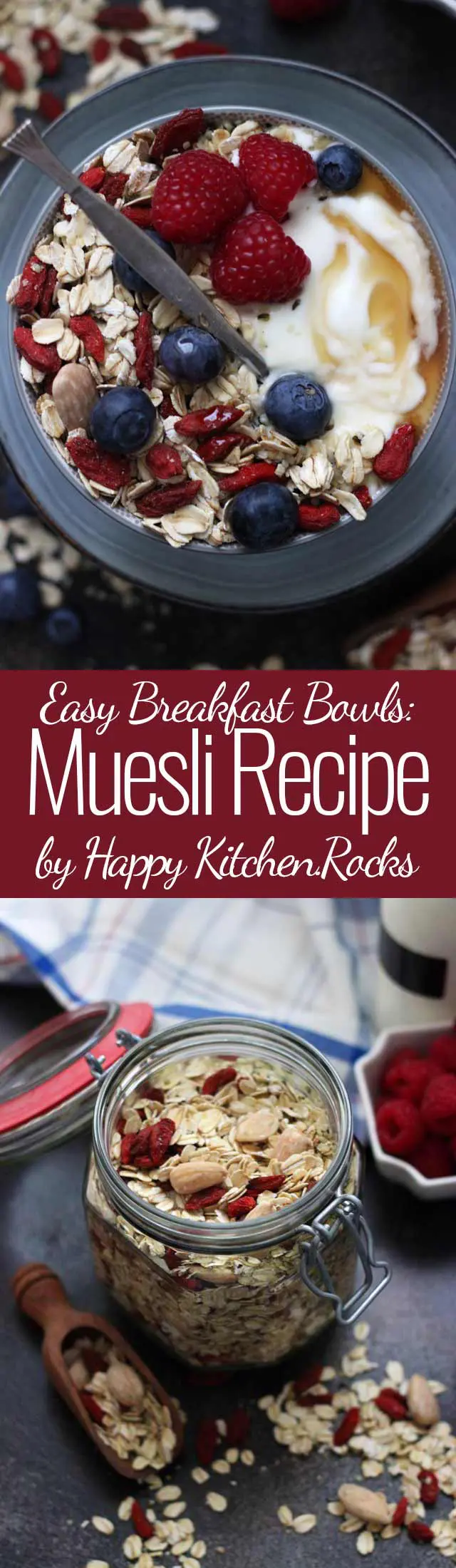 Muesli Recipe: A Healthy and Delicious Breakfast Idea Super Long Collage with Text Overlay