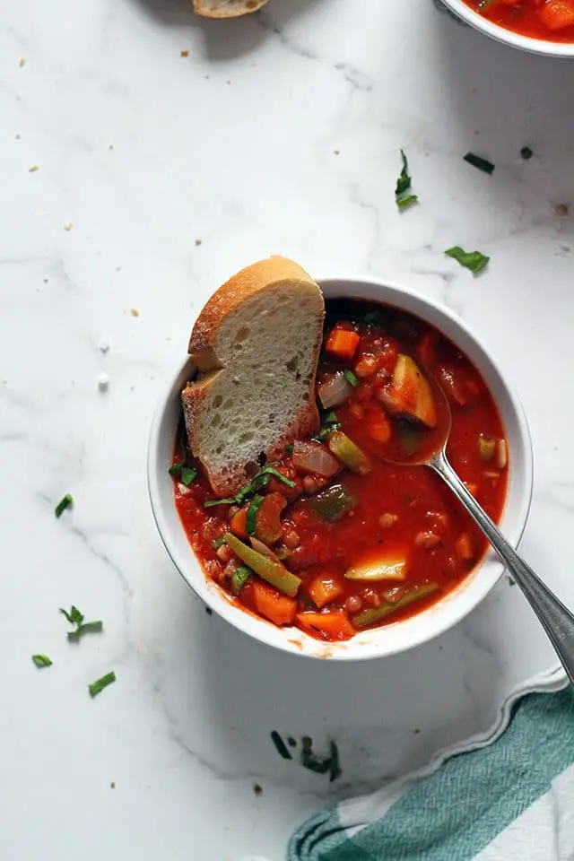 Vegan Minestrone Soup in a Bowl