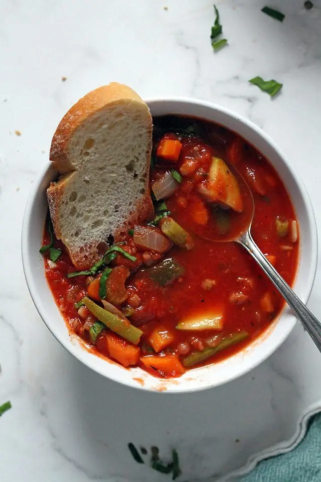 Vegan Minestrone Soup in a Bowl Centered