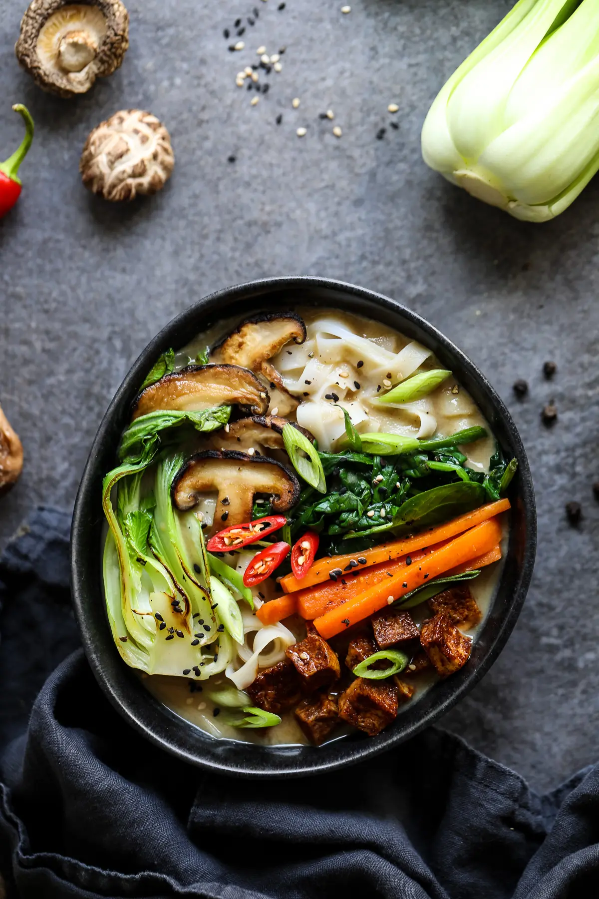 Vegan Ramen with Rice Tofu and Vegetables • Happy Kitchen