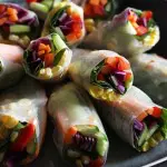 Fresh Vegan Spring Rolls Stacked, Colorful and Inviting