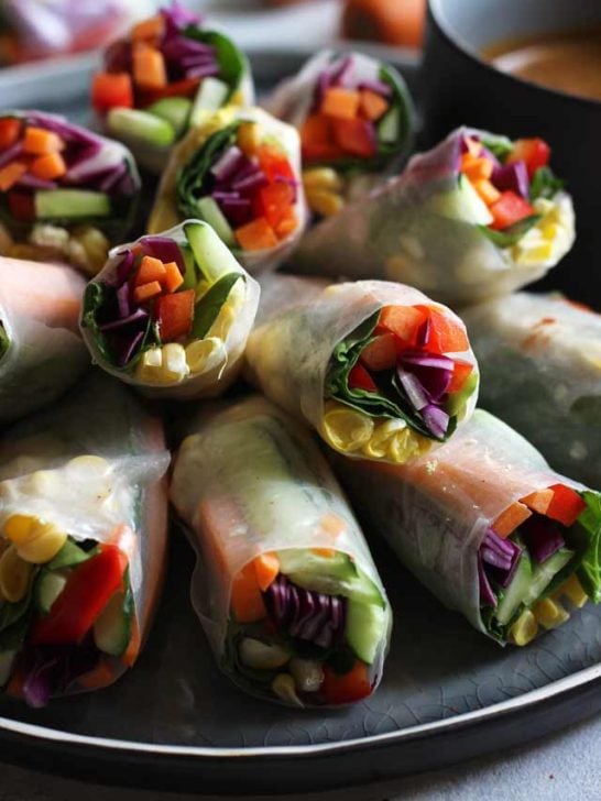 Fresh Vegan Spring Rolls Stacked, Colorful and Inviting