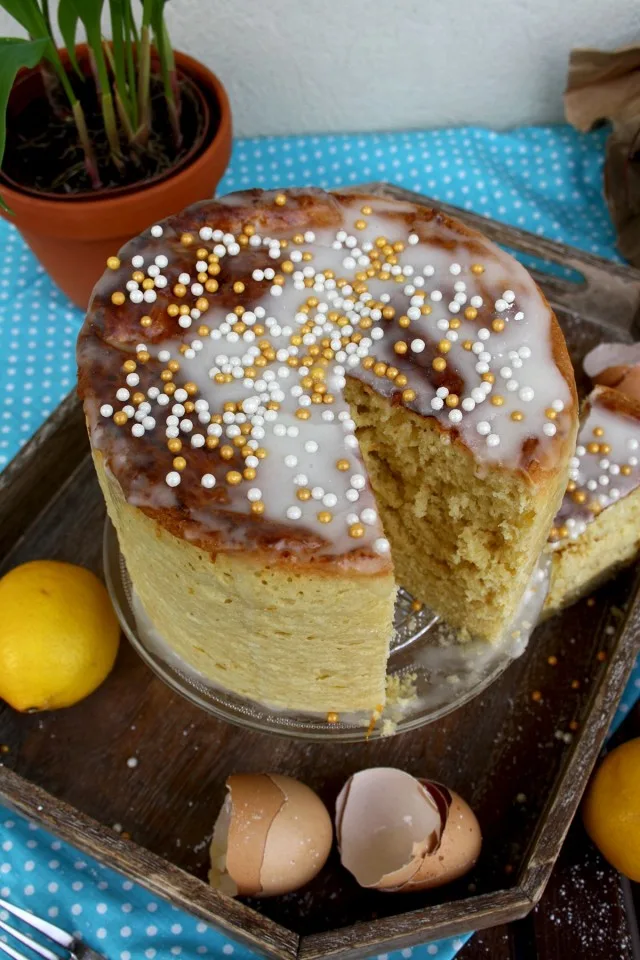 Kulich - Sweet Russian Easter Bread Missing One Delicious Piece