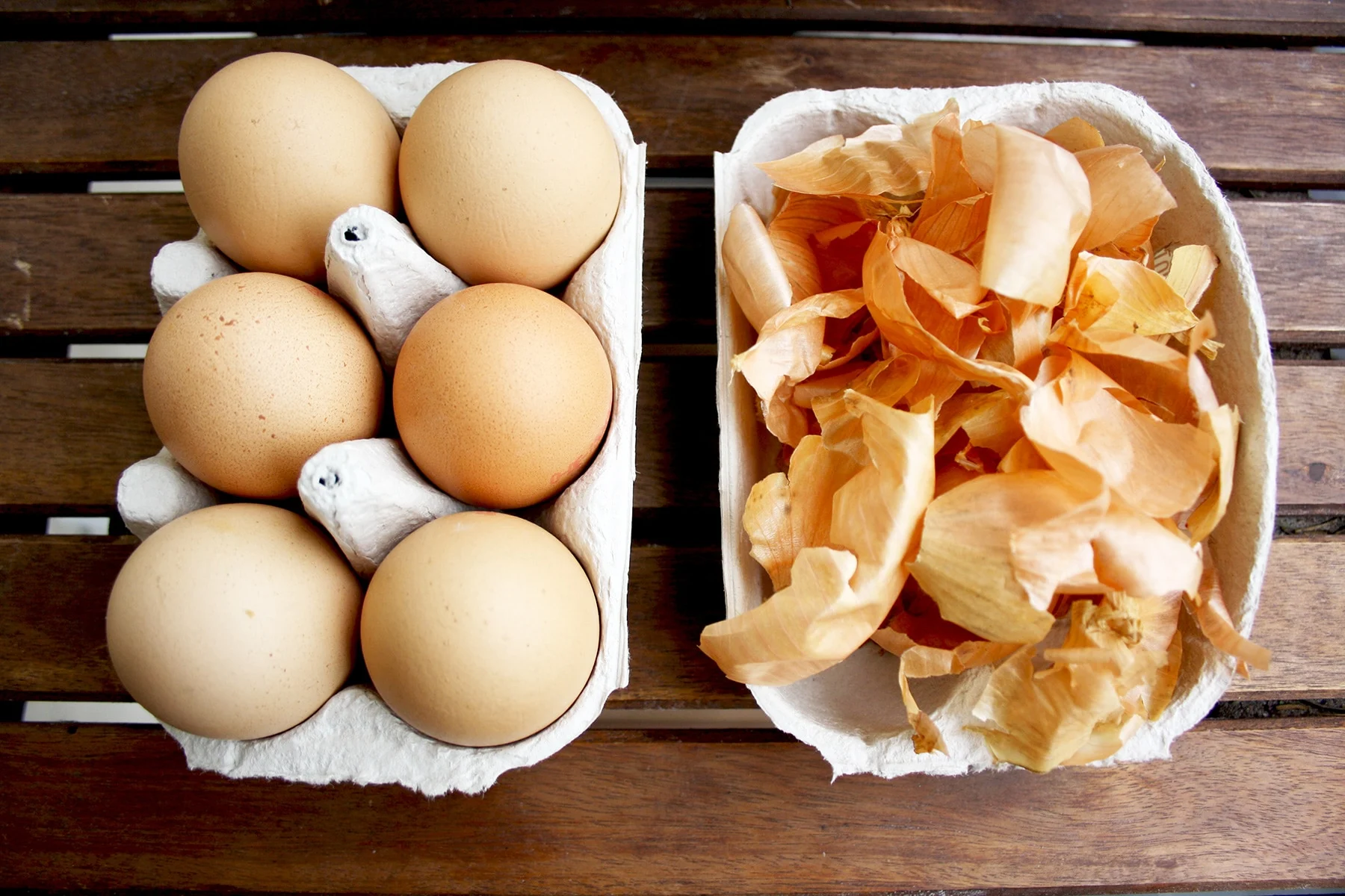 Natural Egg Dye with Onion Skins 5 Ways - Eggs Ingredient Closeup