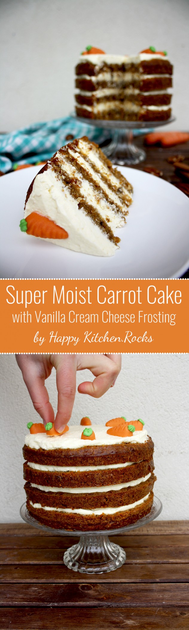 This tender and moist carrot cake with vanilla cream cheese frosting is by far the best I've ever tried. The secret ingredient in this easy step-by-step recipe is olive oil. No white sugar!