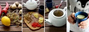 Natural Flu Remedy: Magic 4-Ingredient Tea - Four Vertical Images Collage