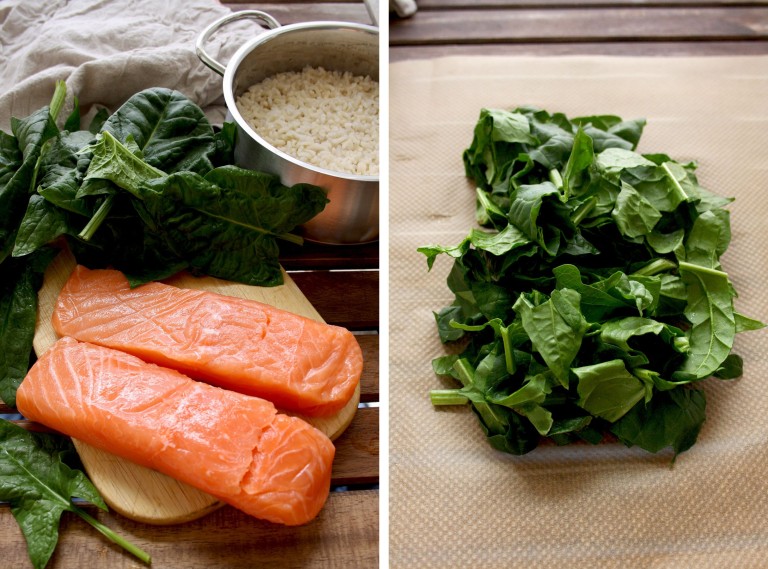 Easy Parchment Salmon with Spinach • Happy Kitchen