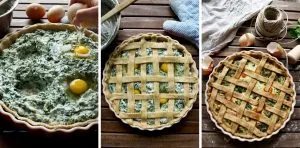 The Best Rustic Ricotta Spinach Quiche - Three Vertical Images Combined