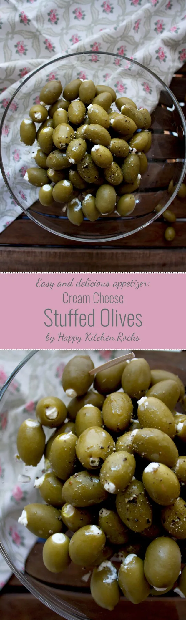 Cream Cheese Stuffed Olives Marinated in Lemon-Infused Olive oil: Impressive and easy 10-minute appetizer made with only 4 ingredients! Quick, gluten-free, low carb and vegetarian.