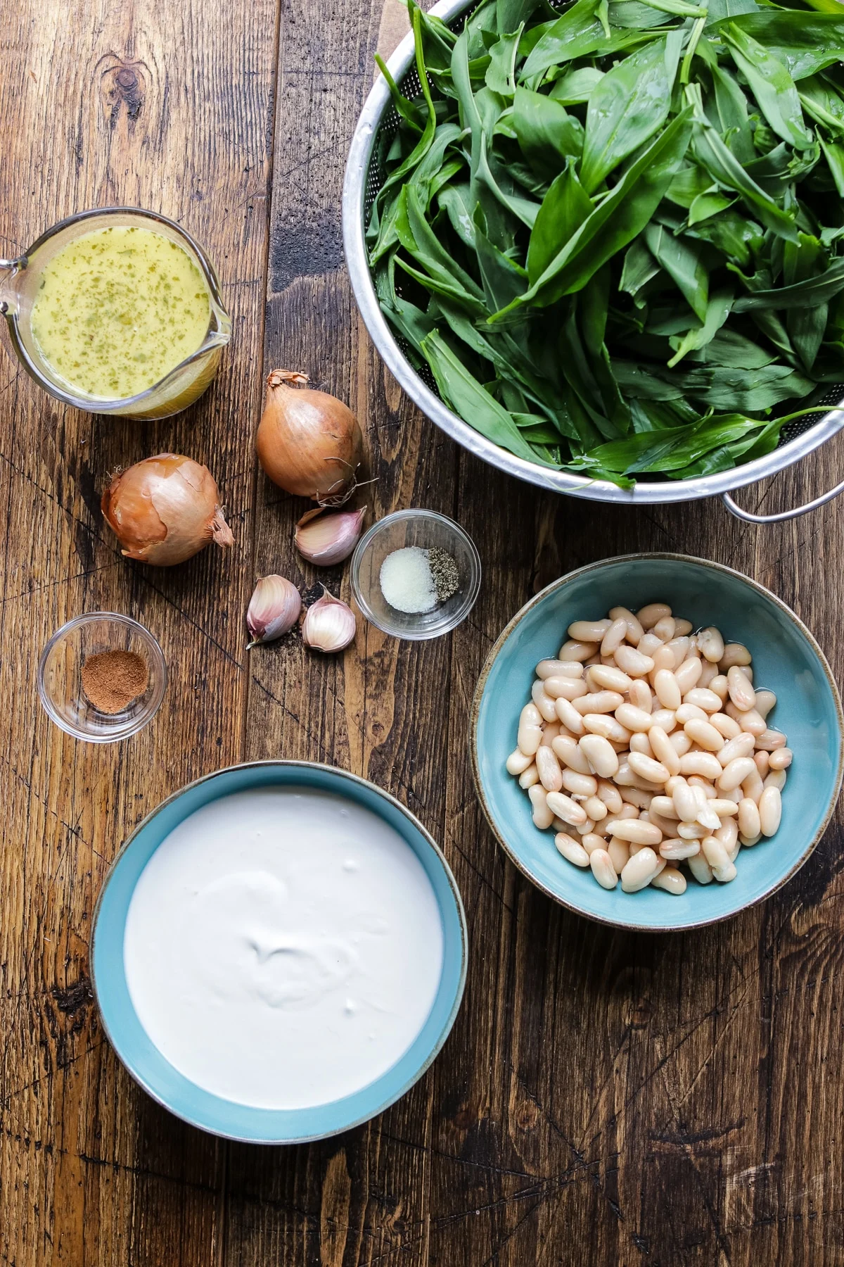 Ingredients for wild garlic soup