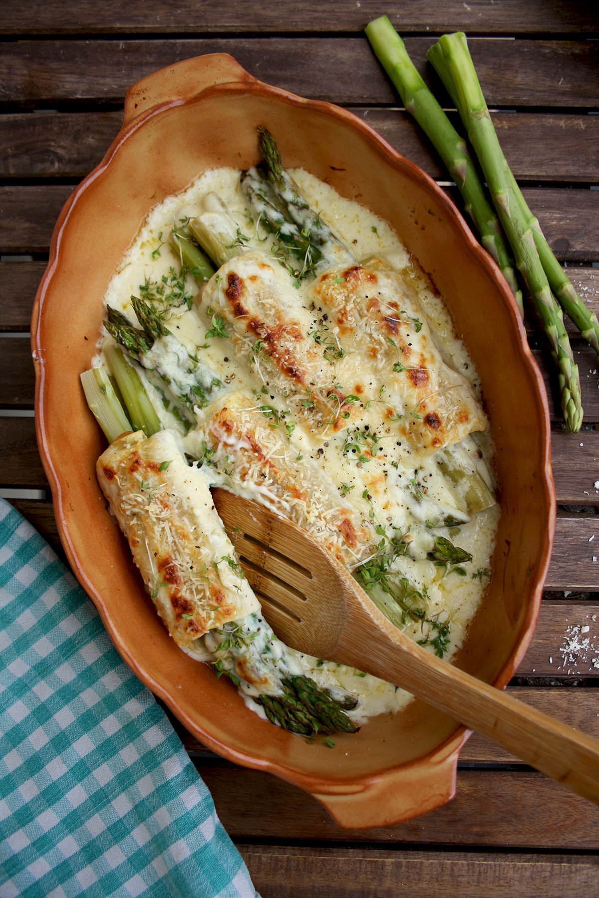 Baked Asparagus Cannelloni with Béchamel Sauce • Happy Kitchen