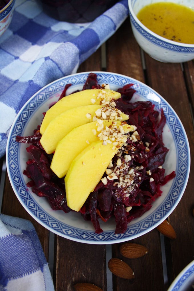 Easy Sauerkraut Salad with Mango and Almonds • Happy Kitchen