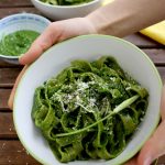 Easy Green Pesto Pasta - Holding It in Hands