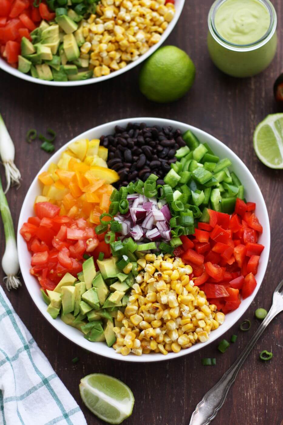 A Bowl of Mexican Chopped Salad Arranged in Sections