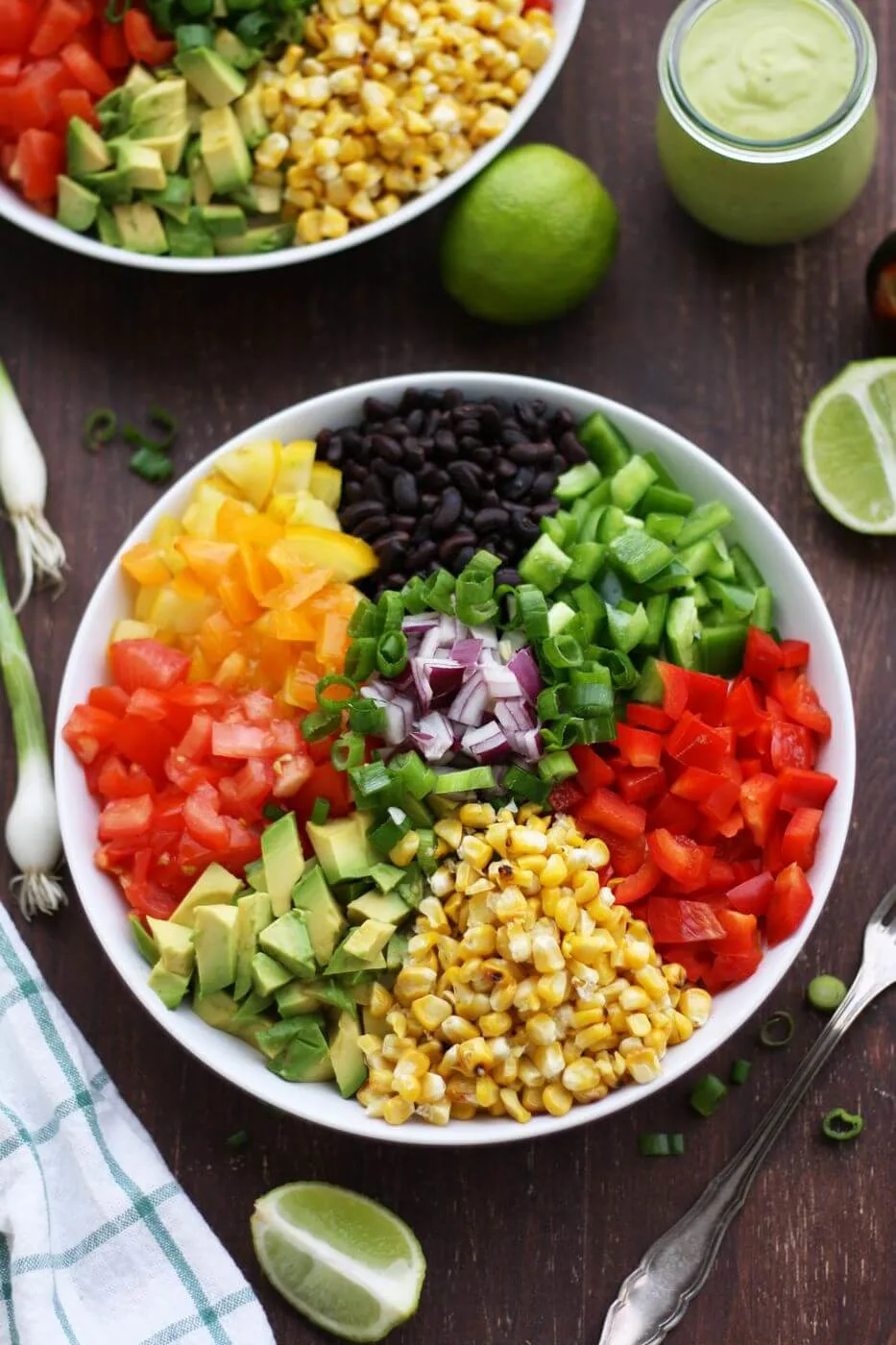 A Bowl of Mexican Chopped Salad Arranged in Sections