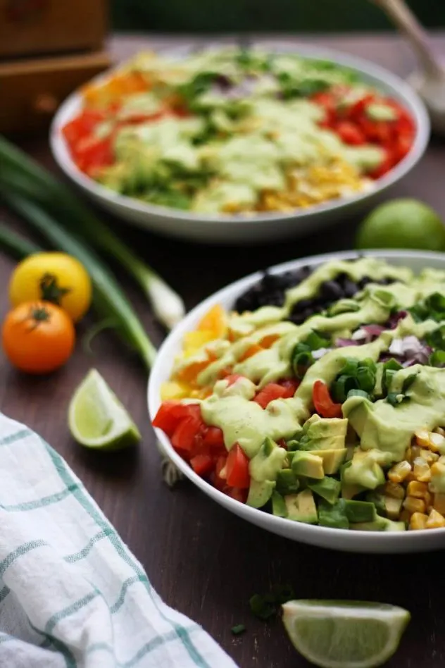 Mexican Chopped Salad Served with Lime Wedges