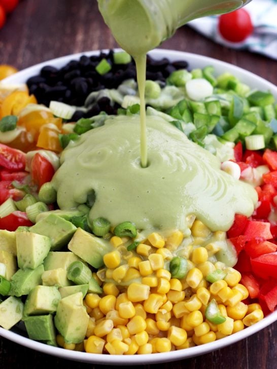 Vegan Mexican salad and avocado dressing