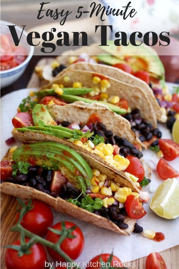 Easy Vegan Tacos Pinterest Collage