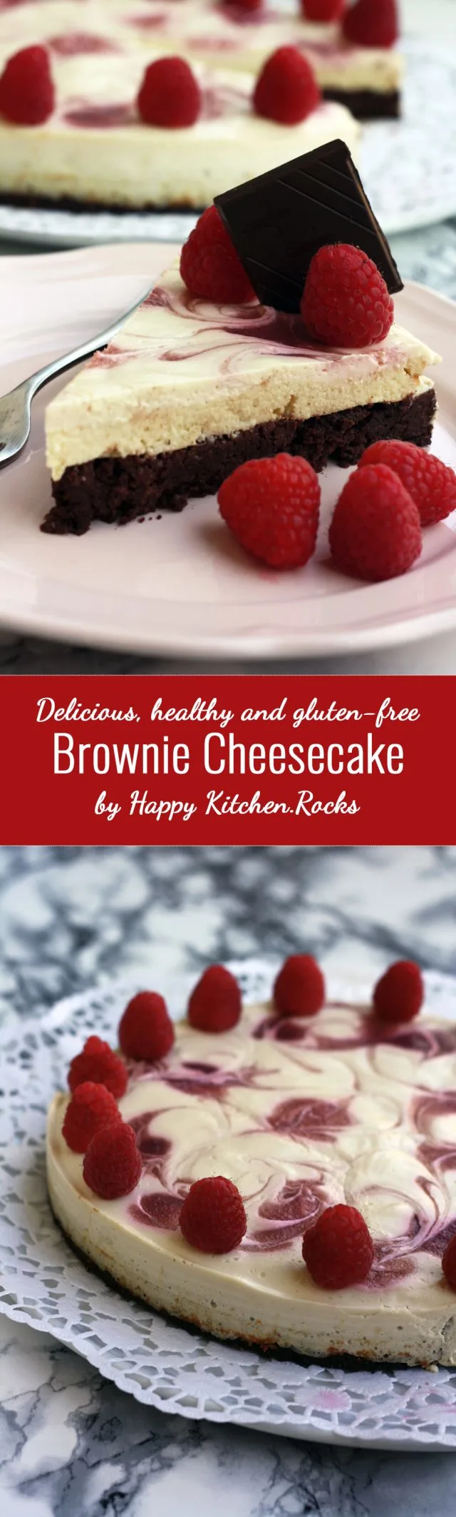 Healthy Brownie Cheesecake Super Long Collage with Text Overlay
