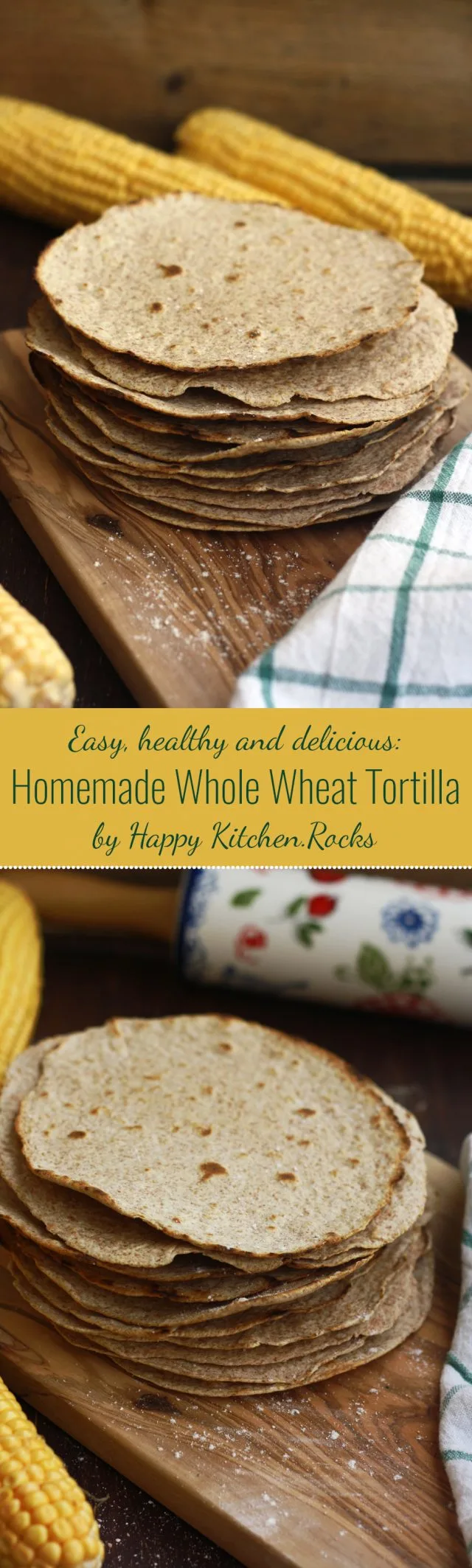 Easy homemade whole wheat tortilla recipe only takes 30 minutes to make from scratch! They freeze well and are much healthier and cheaper than store-bought.
