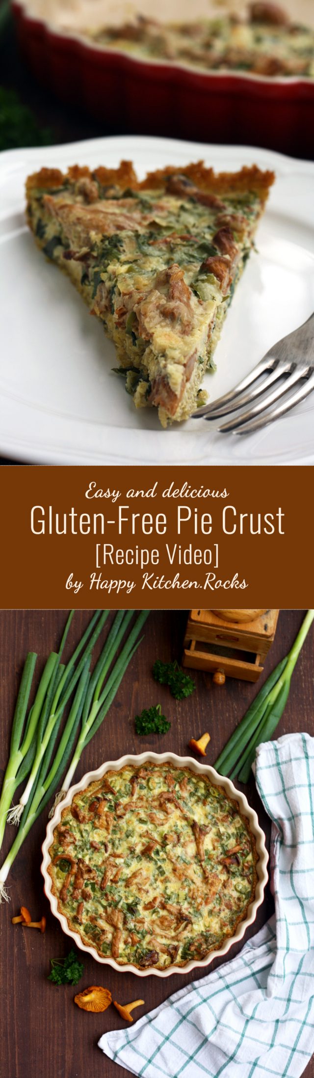 This easy 2-ingredient whole grain gluten-free pie crust video recipe is life-changing! It holds together perfectly and fits to any filling, sweet or savory!