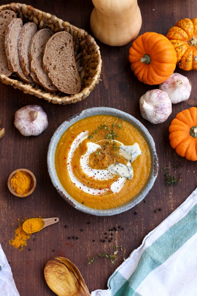 Roasted Butternut Squash Soup - Surrounded by Delicious Pumpkin, Pumpkin, Spices and Bread