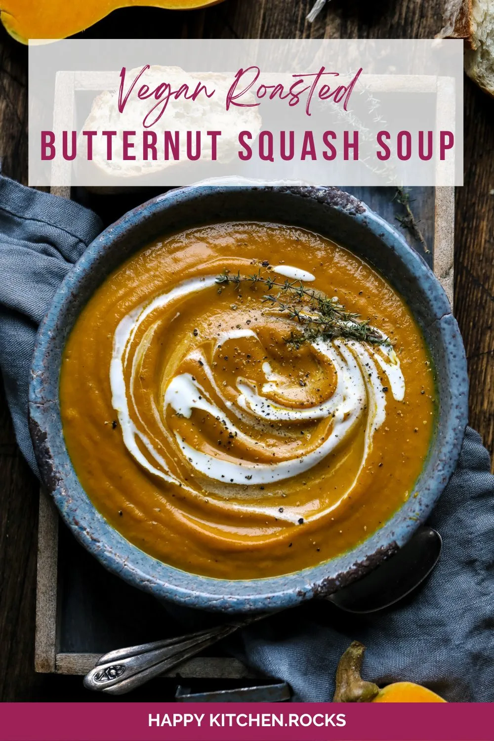 Vegan Roasted Butternut Squash Soup Pinterest Pin.