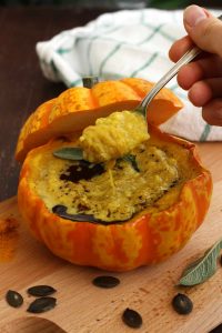 Easy Pumpkin Soup with Millet in Pumpkin Bowls - Delicious Spoon
