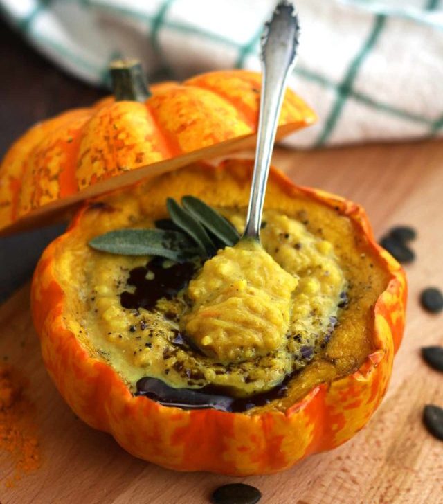 Easy Pumpkin Soup with Millet in Pumpkin Bowls - Delicious Dish Served for Dinner